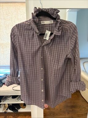NWT KMJ Plaid Button-Up Shirt